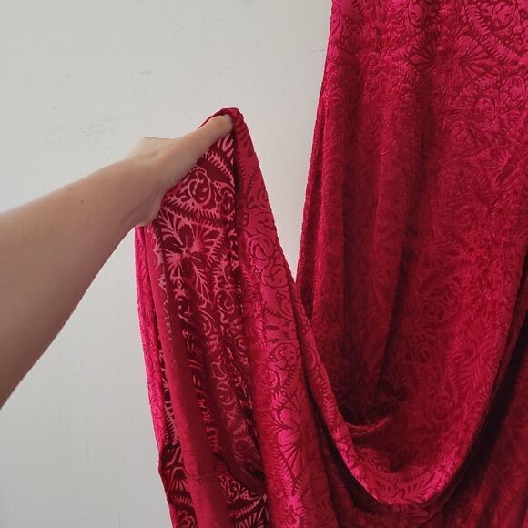 Red Velvet Burnout Dress S - Picture 5 of 7